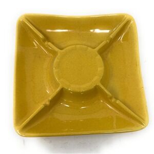 Frankoma Pottery Square Ashtray 490 Yellow Western Wheel
